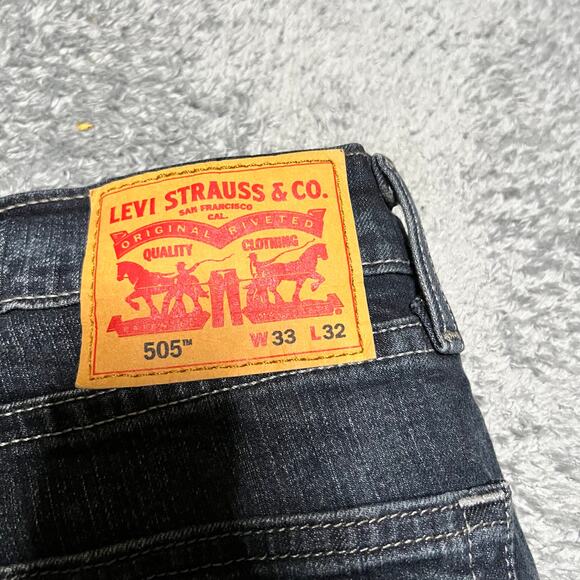 Levi's 505 Jeans Mens 33 x32 Straight Fit Blue Denim - Picture 5 of 11